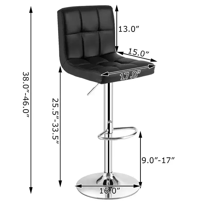 Lot de 2 tabourets de bar réglables en similicuir, pivotants, pour cuisine, comptoir, pub