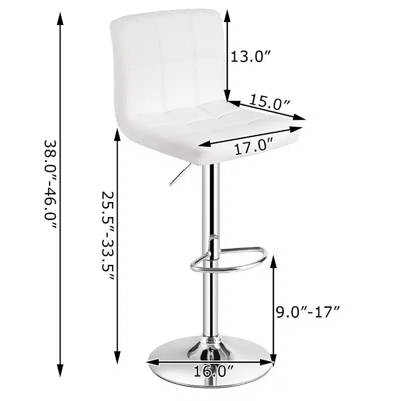 Lot de 2 tabourets de bar réglables en similicuir, pivotants, pour cuisine, comptoir, pub