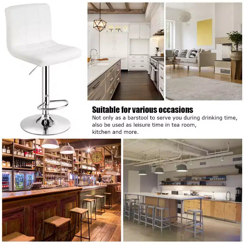 Lot de 2 tabourets de bar réglables en similicuir, pivotants, pour cuisine, comptoir, pub