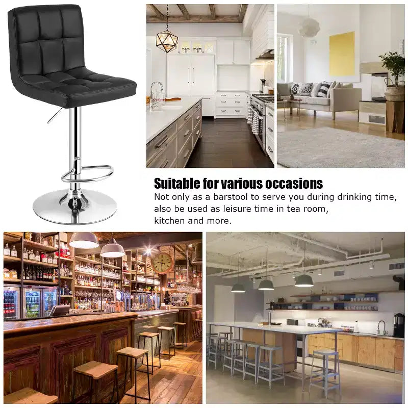 Lot de 2 tabourets de bar réglables en similicuir, pivotants, pour cuisine, comptoir, pub